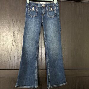 abercrombie kids Low Rise Boot Cut Jeans 5/6 LONG Adjustable Waist Stretchy EUC